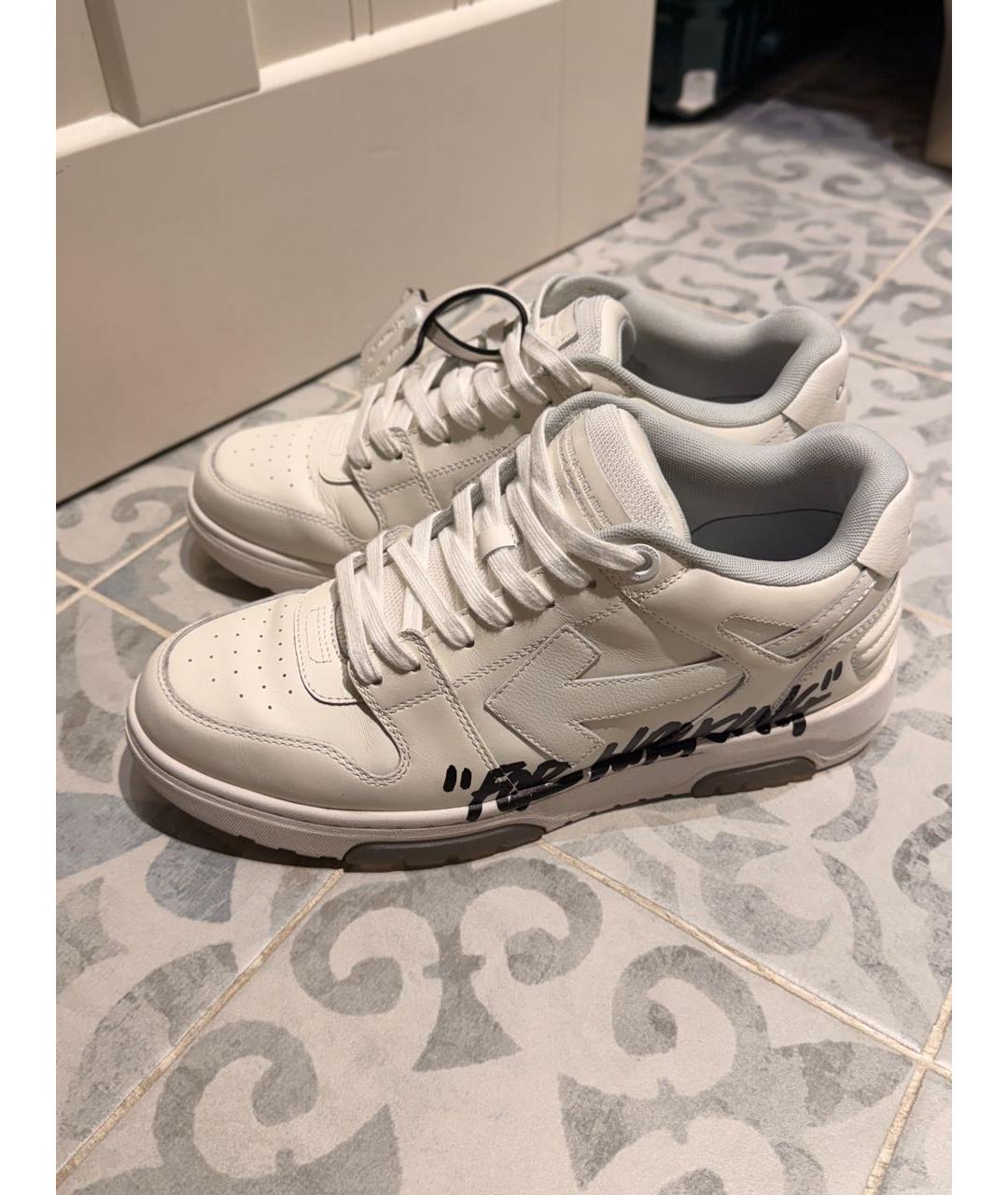 OFF-WHITE Белые кожаные низкие кроссовки / кеды, фото 2