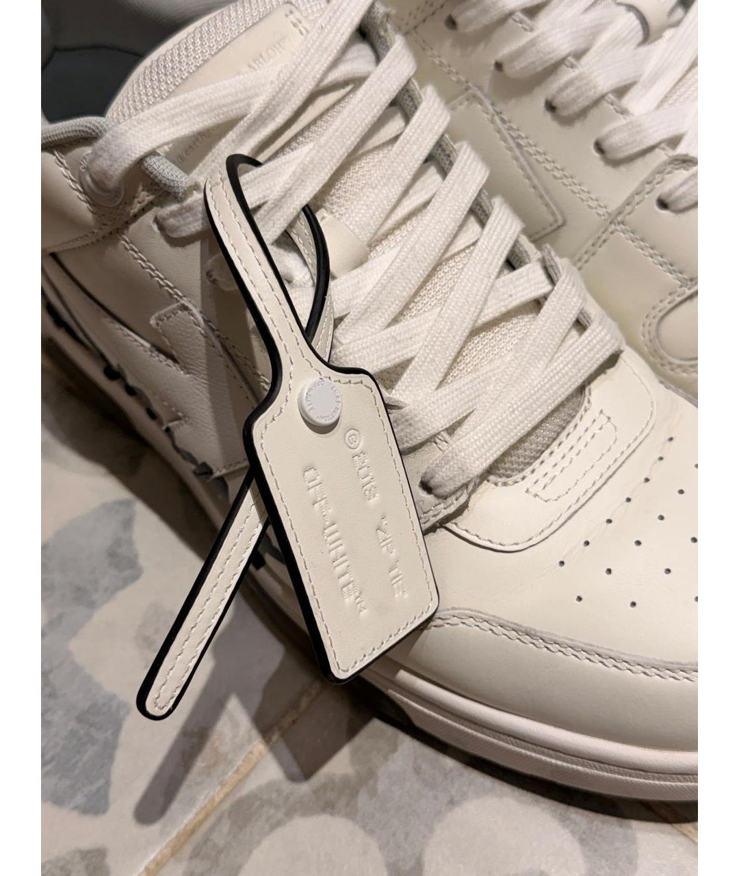 OFF-WHITE Белые кожаные низкие кроссовки / кеды, фото 7