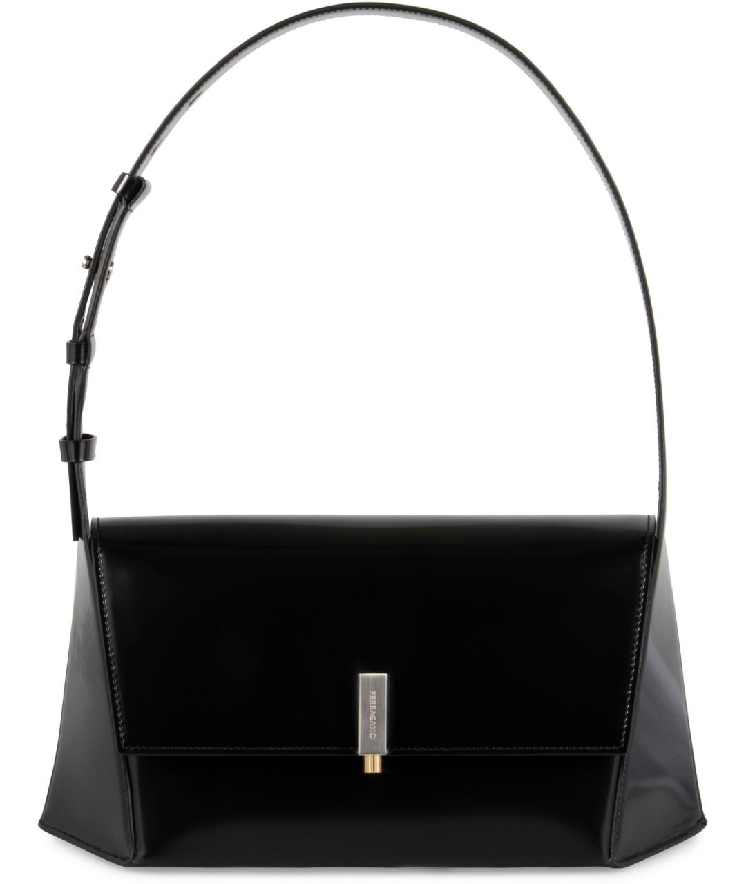 FERRAGAMO Черная кожаная сумка с короткими ручками, фото 2