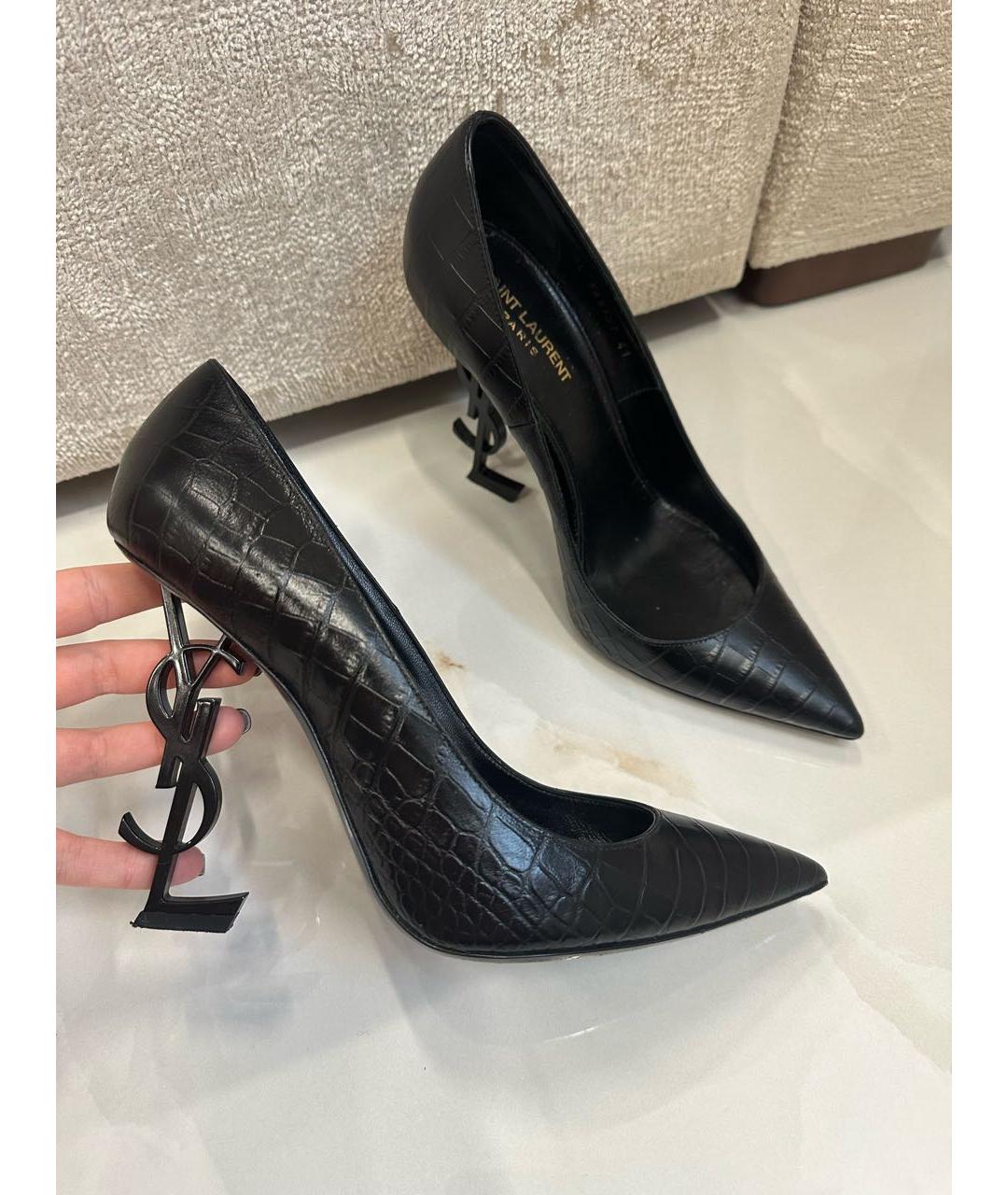 SAINT LAURENT Черные кожаные туфли, фото 2