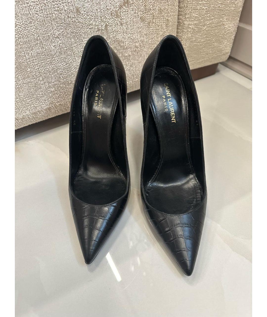 SAINT LAURENT Черные кожаные туфли, фото 3