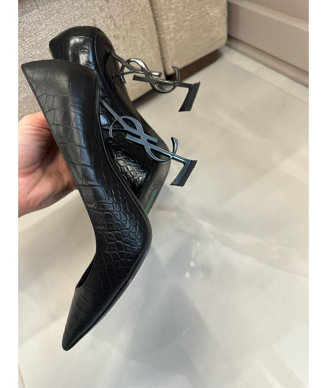 SAINT LAURENT Черные кожаные туфли, фото 5