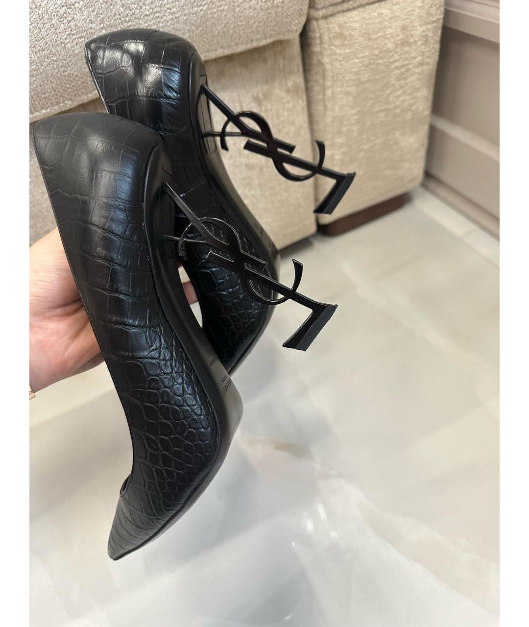 SAINT LAURENT Черные кожаные туфли, фото 6