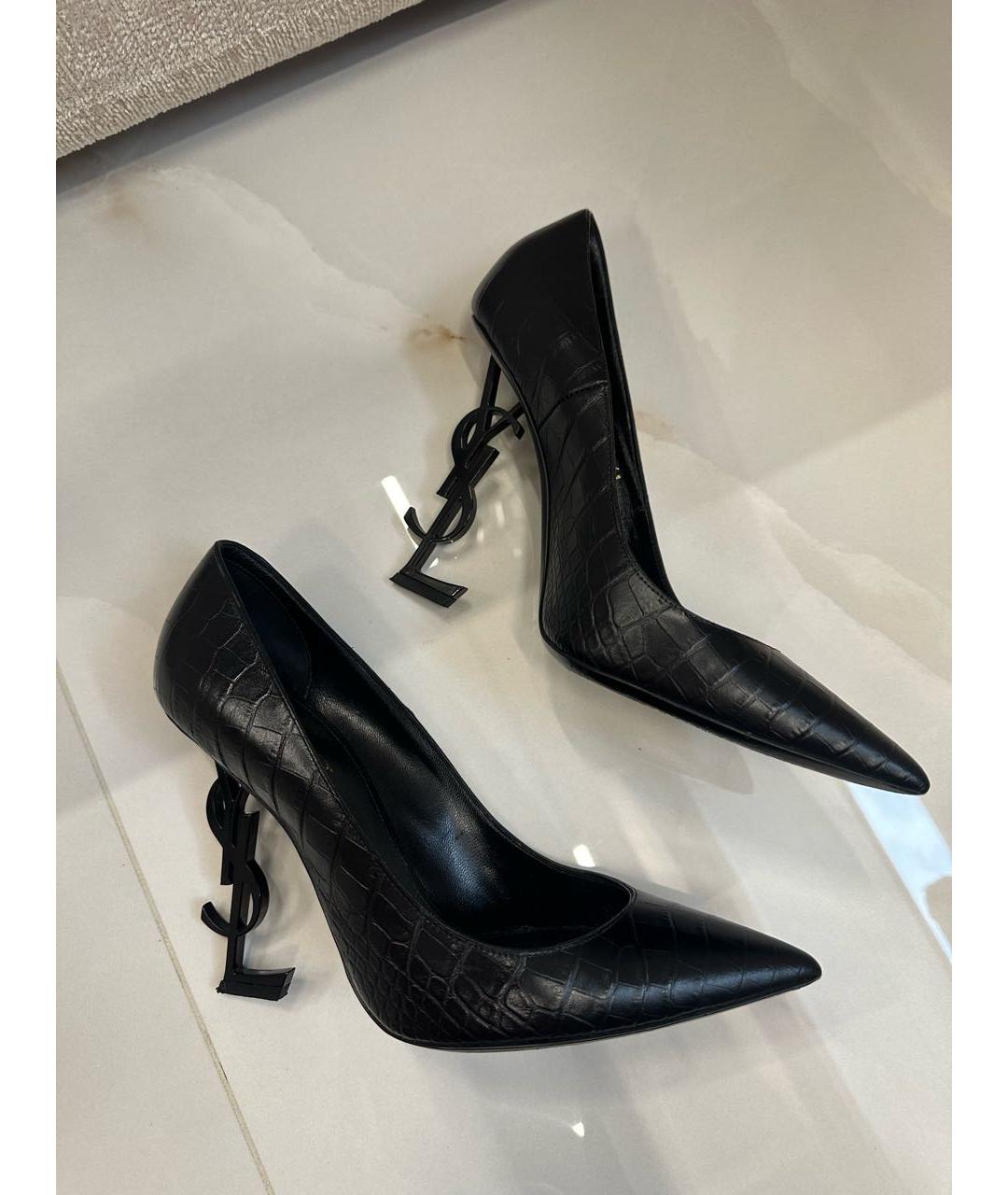 SAINT LAURENT Черные кожаные туфли, фото 9