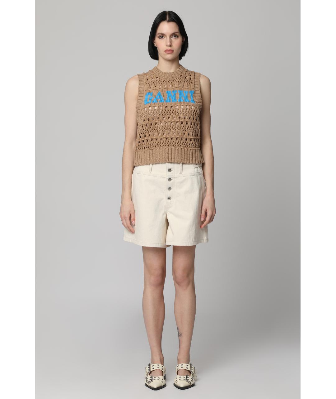 JIL SANDER Бежевые хлопковые шорты, фото 3