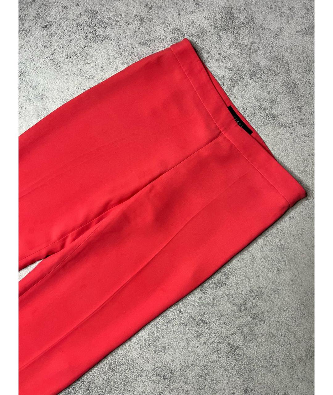 GUCCI Розовые вискозные прямые брюки, фото 2