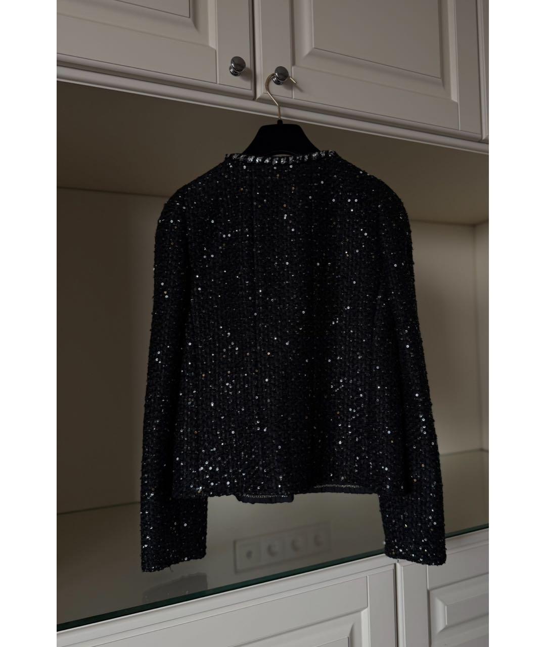 CHANEL Черный твидовый жакет/пиджак, фото 4