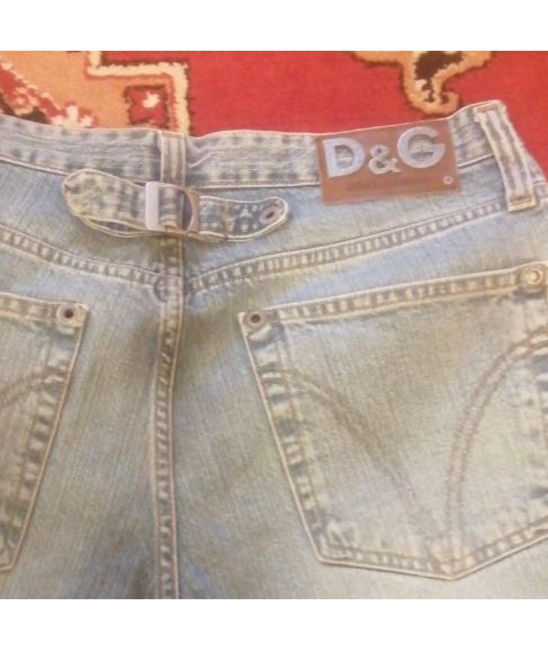 DOLCE&GABBANA Голубые хлопковые прямые джинсы, фото 5