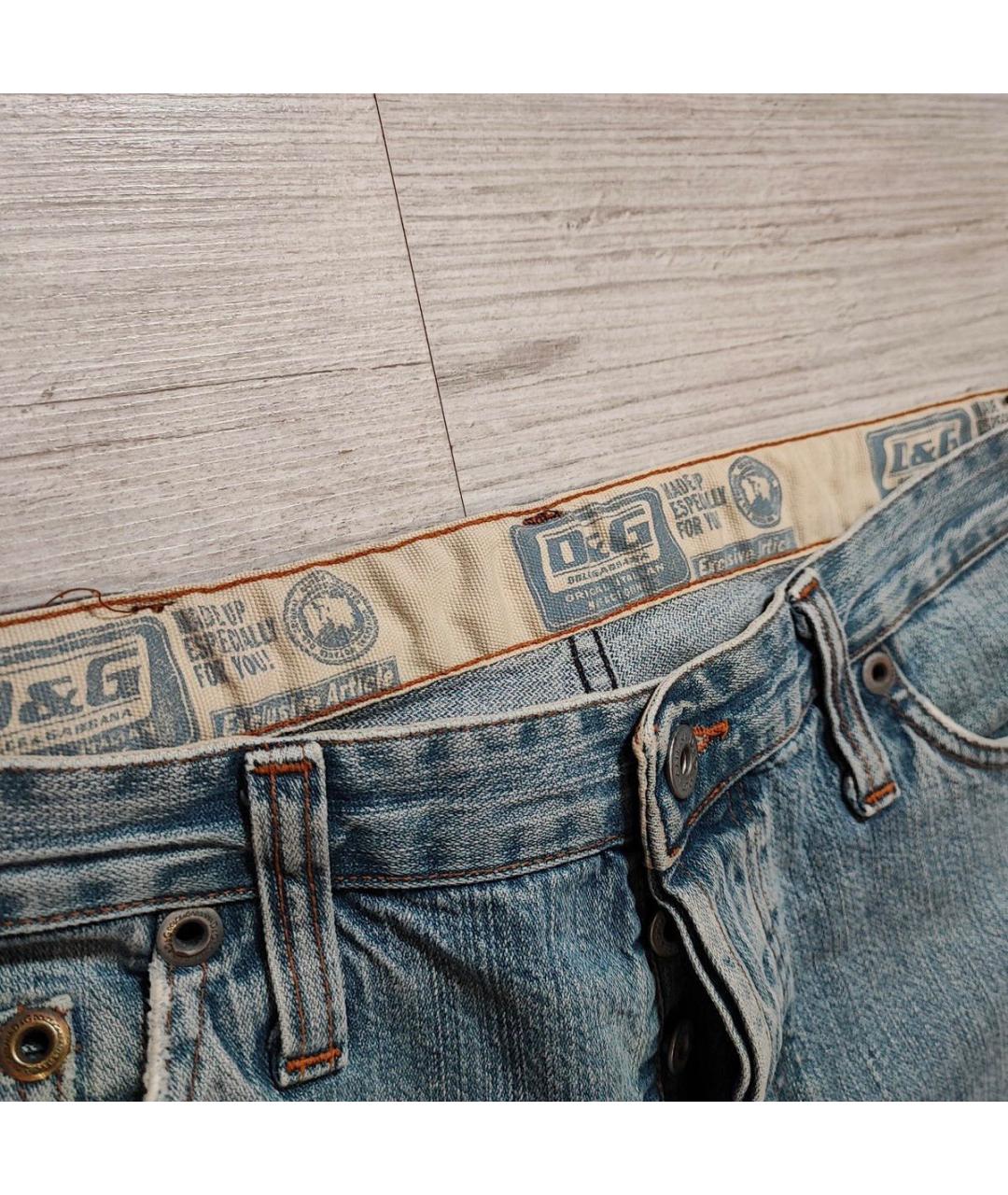 DOLCE&GABBANA Голубые хлопковые прямые джинсы, фото 6