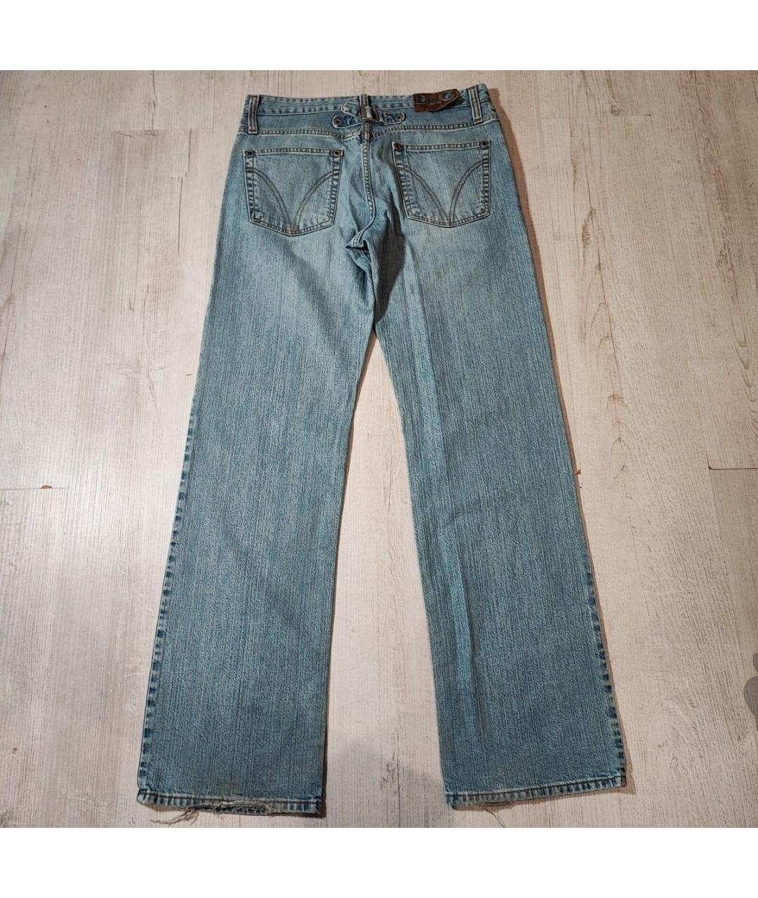 DOLCE&GABBANA Голубые хлопковые прямые джинсы, фото 2