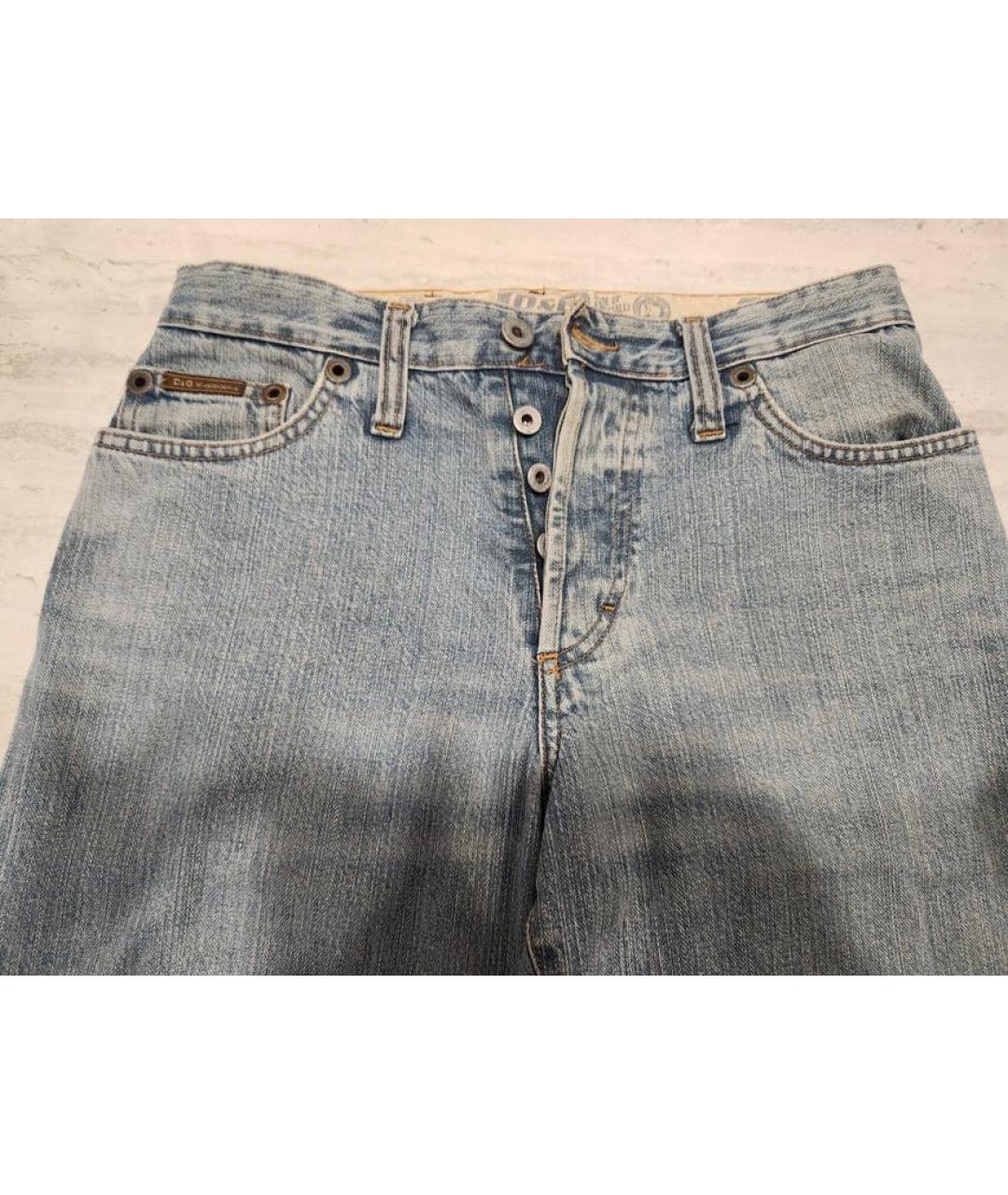 DOLCE&GABBANA Голубые хлопковые прямые джинсы, фото 3
