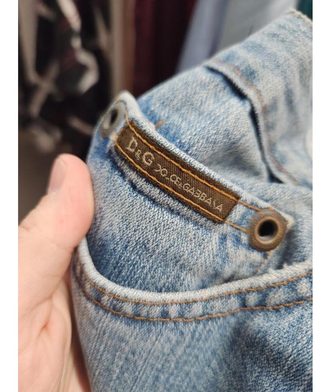 DOLCE&GABBANA Голубые хлопковые прямые джинсы, фото 4