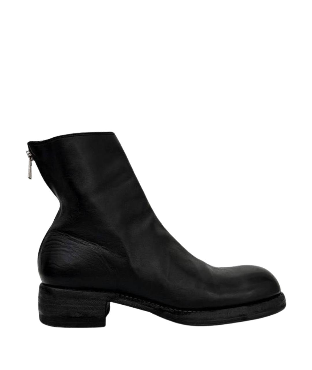 GUIDI Черные кожаные высокие ботинки, фото 1