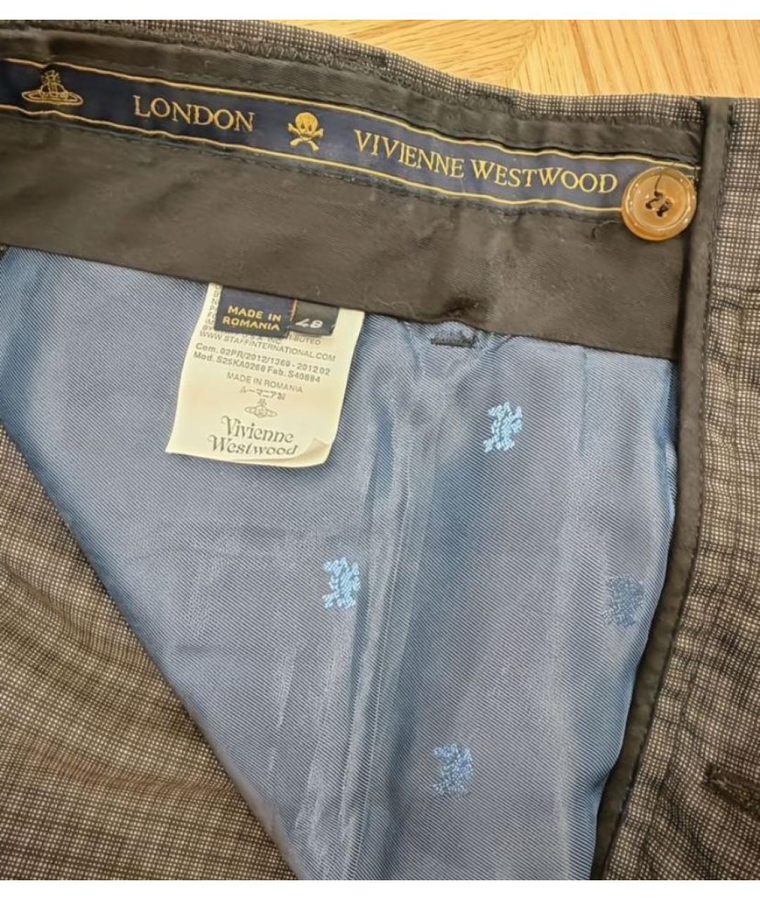 VIVIENNE WESTWOOD Темно-синие шерстяные классические брюки, фото 4