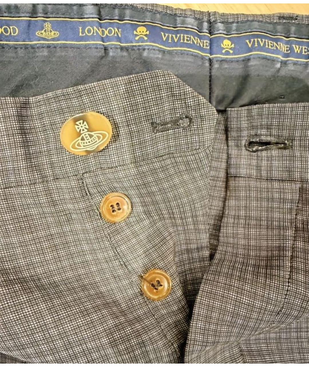 VIVIENNE WESTWOOD Темно-синие шерстяные классические брюки, фото 3