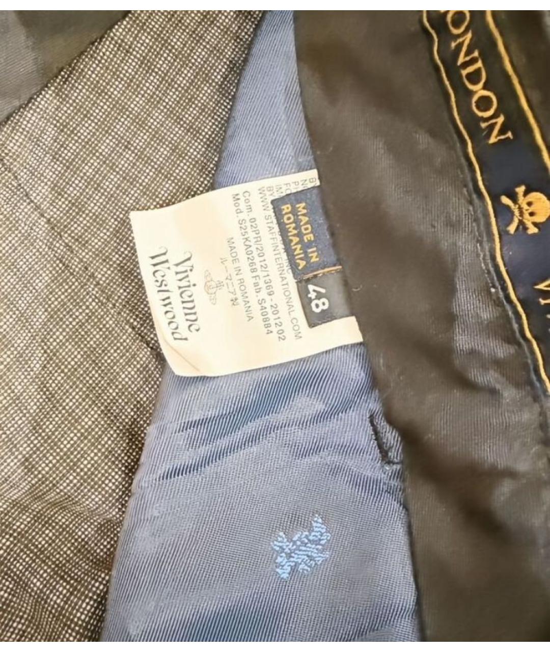 VIVIENNE WESTWOOD Темно-синие шерстяные классические брюки, фото 5