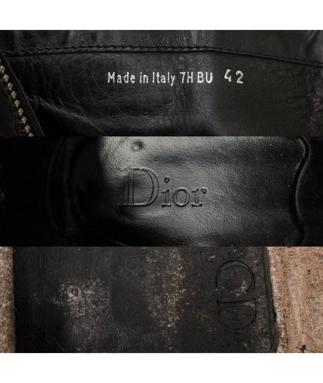 CHRISTIAN DIOR Черные кожаные высокие ботинки, фото 3