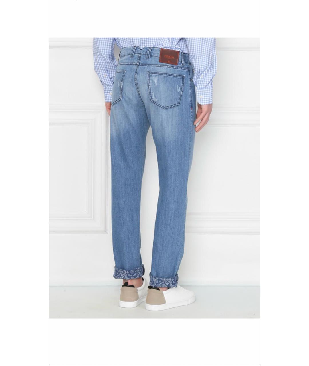ISAIA Голубые хлопковые прямые джинсы, фото 3