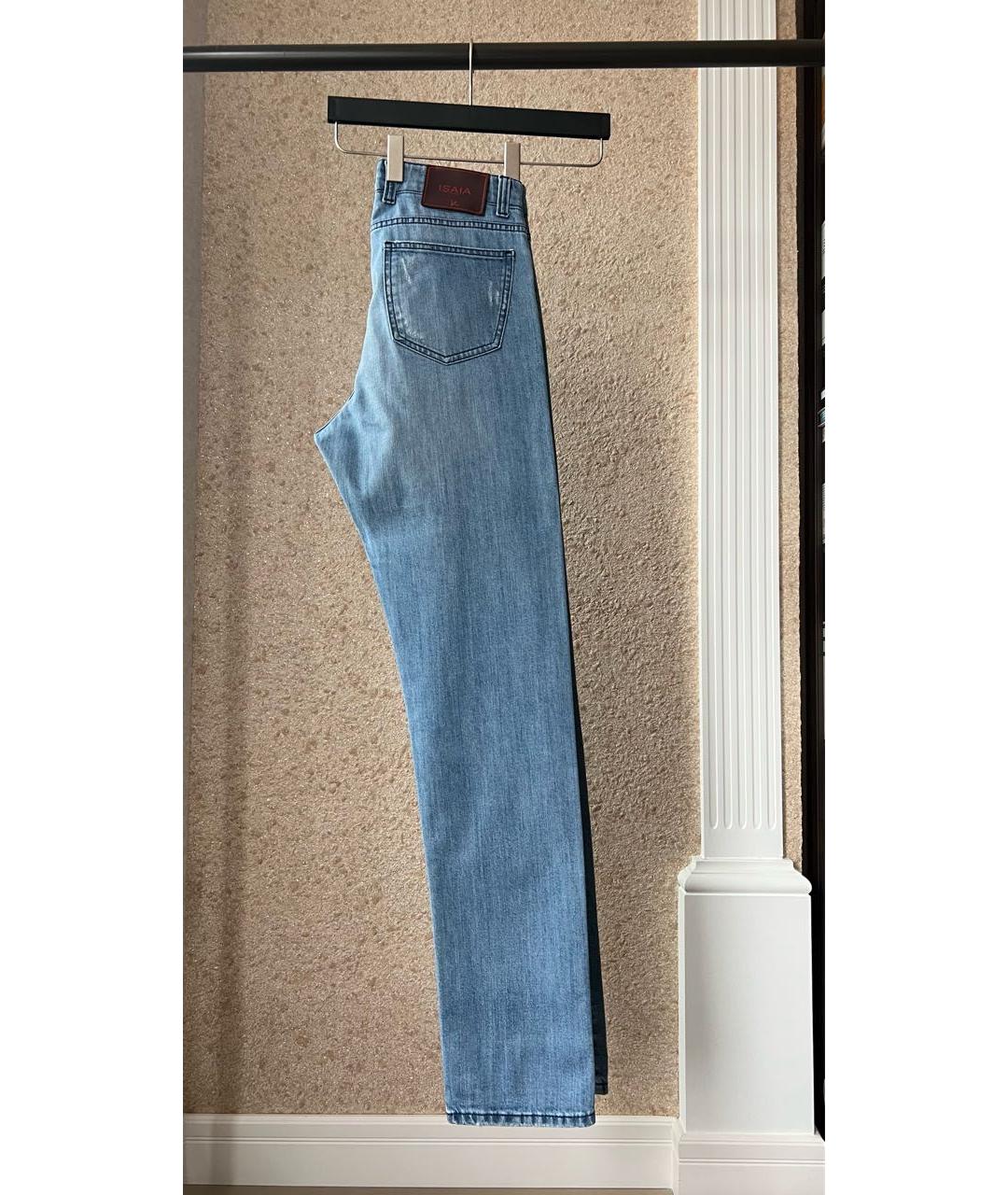ISAIA Голубые хлопковые прямые джинсы, фото 8