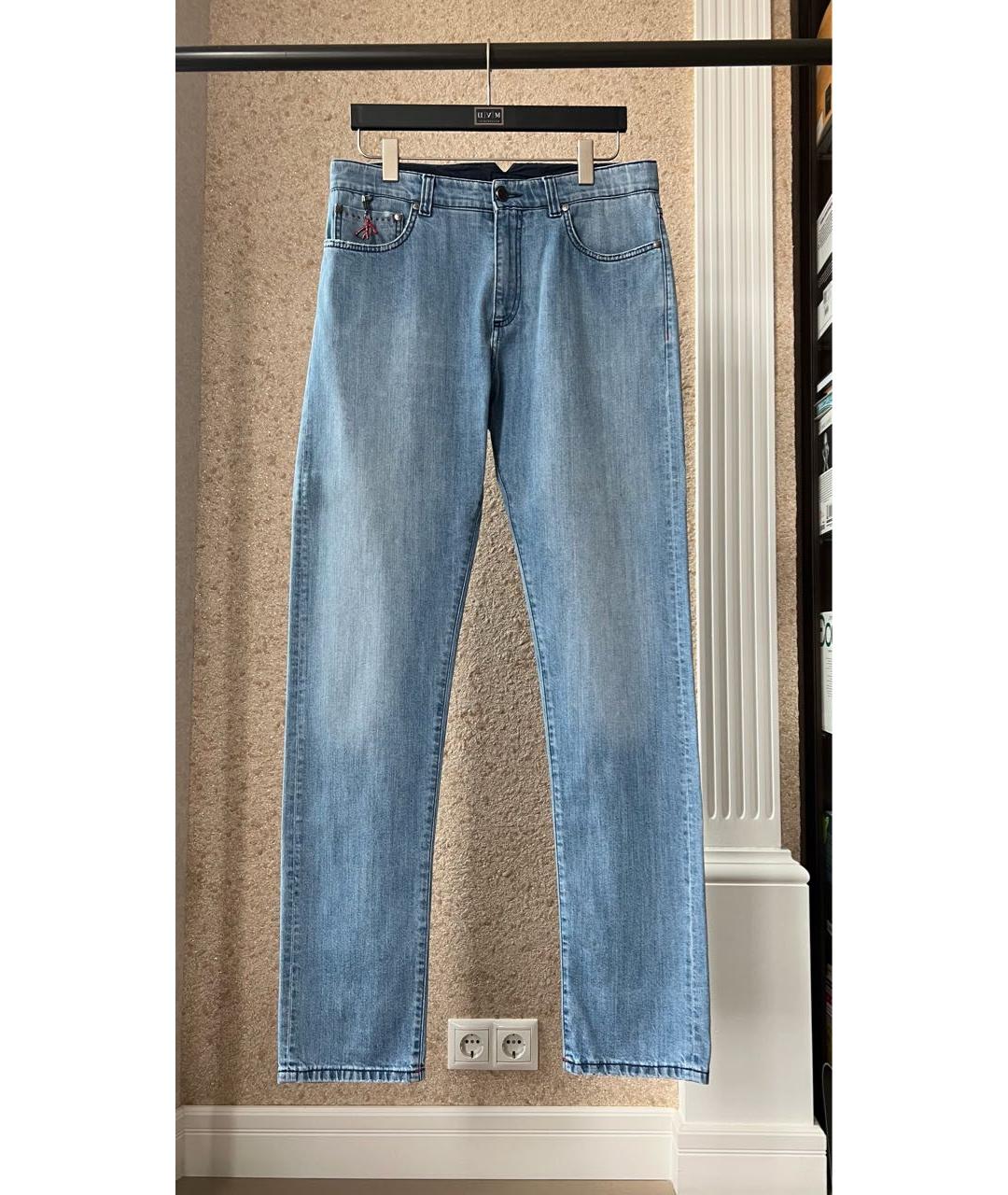 ISAIA Голубые хлопковые прямые джинсы, фото 6