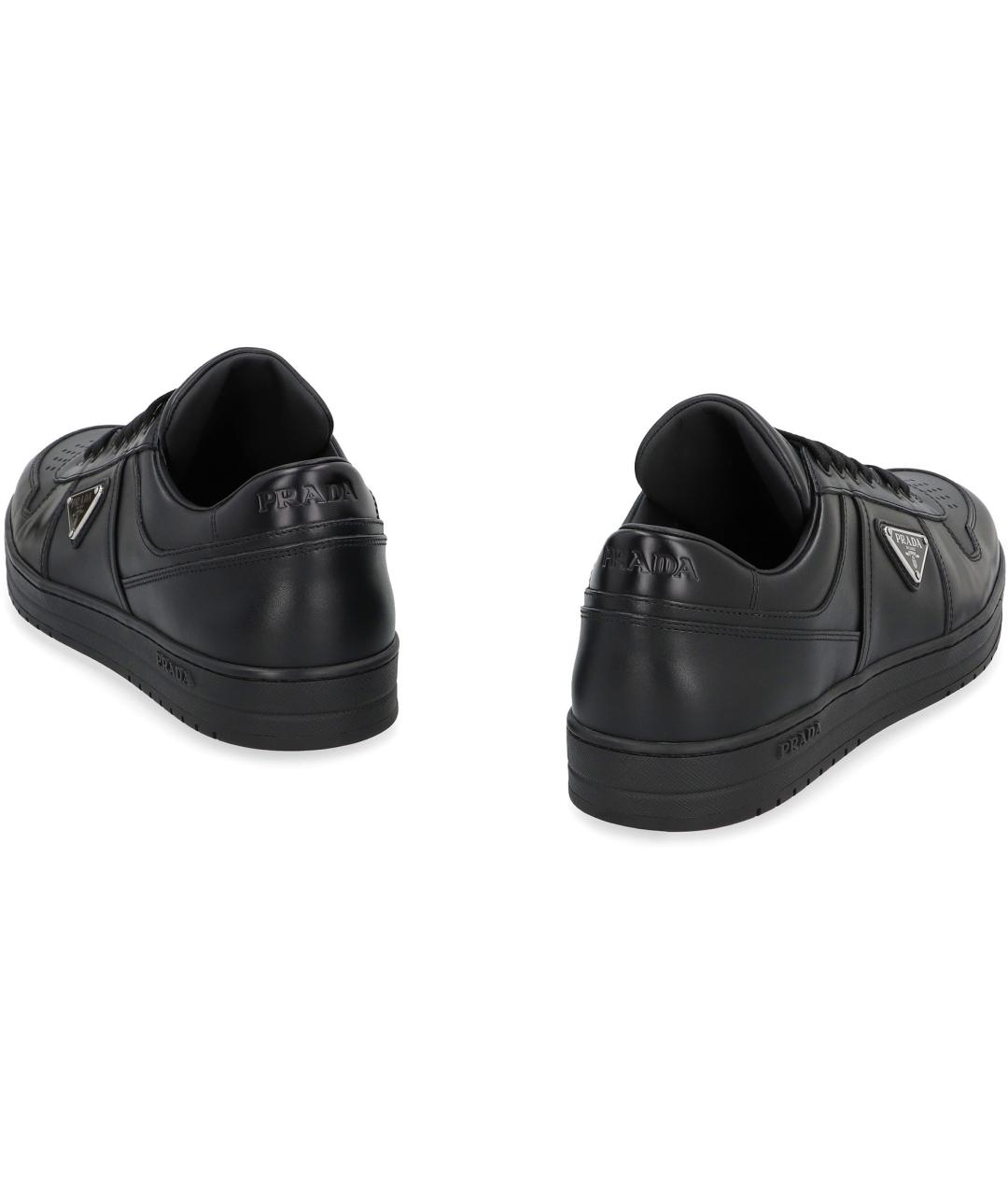PRADA Черные кожаные низкие кроссовки / кеды, фото 4