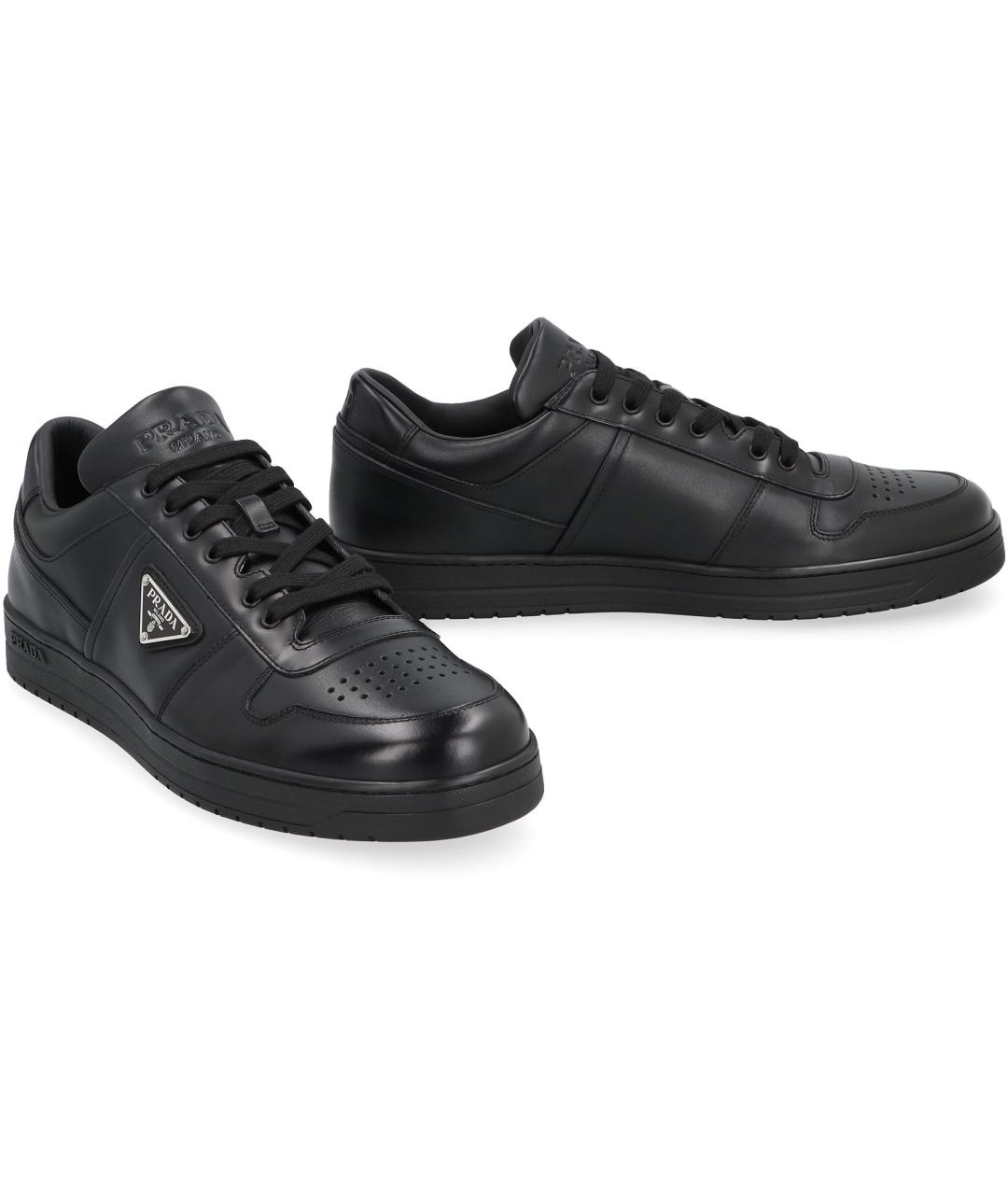 PRADA Черные кожаные низкие кроссовки / кеды, фото 3