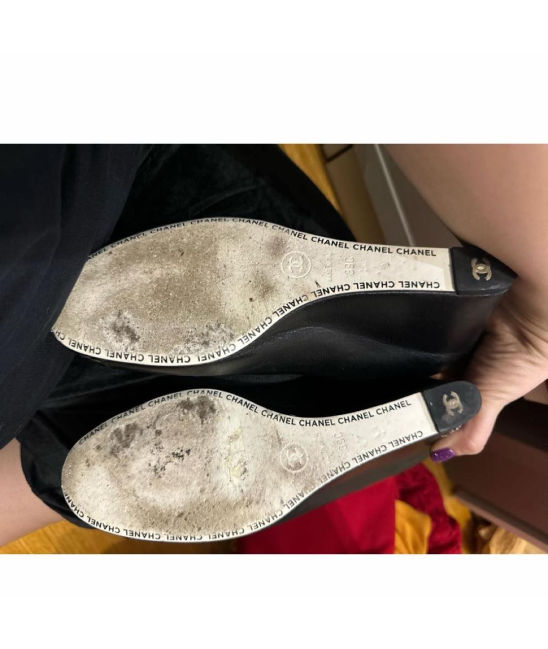 CHANEL Черные кожаные туфли, фото 5