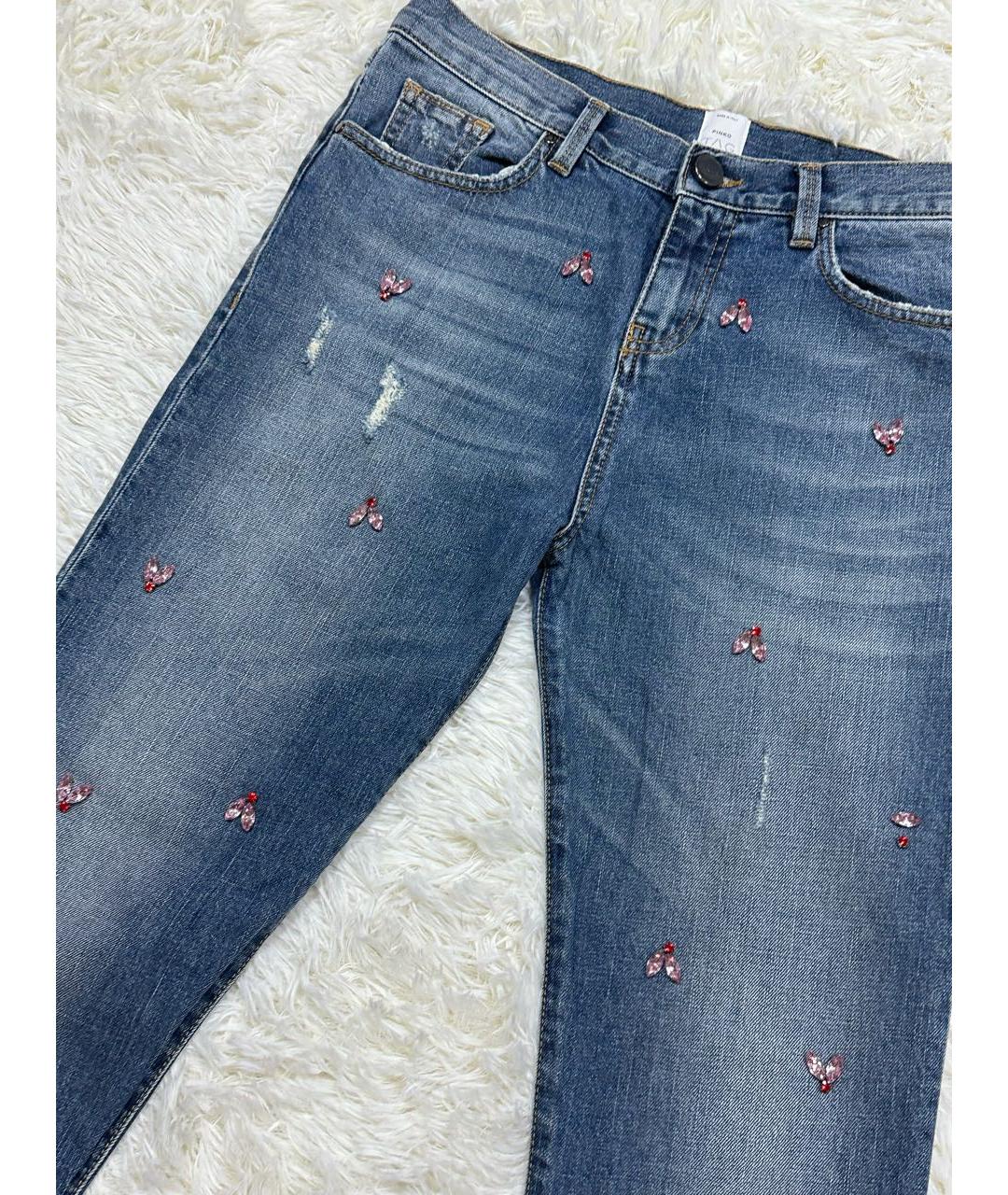 PINKO Голубые хлопковые прямые джинсы, фото 2