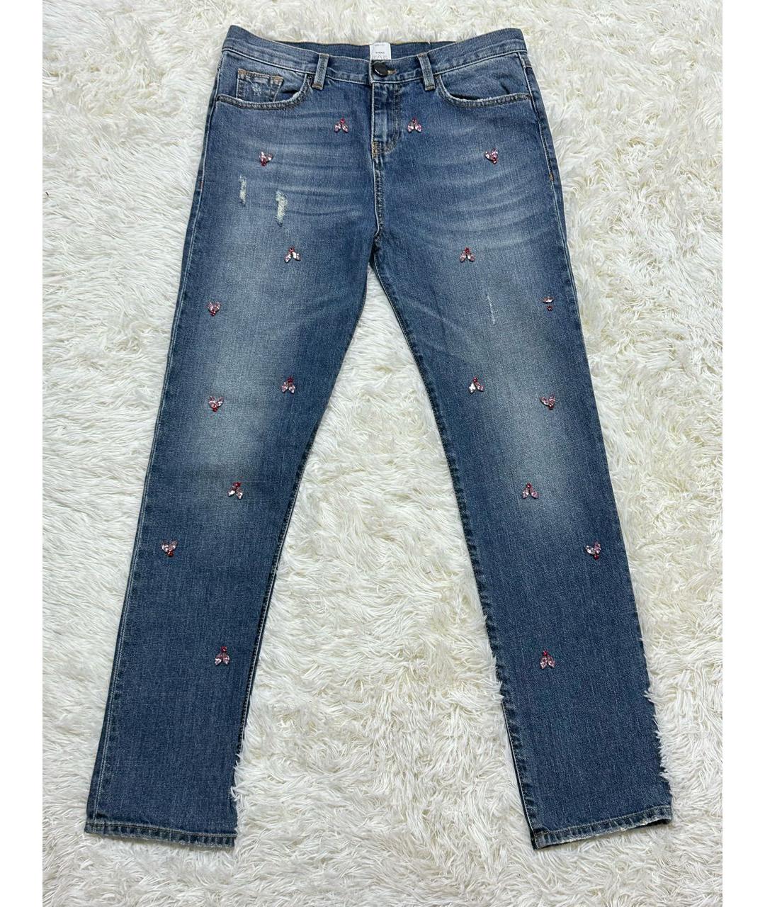 PINKO Голубые хлопковые прямые джинсы, фото 6