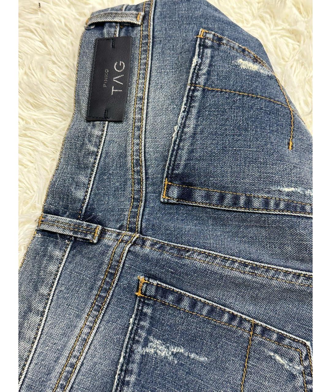 PINKO Голубые хлопковые прямые джинсы, фото 4