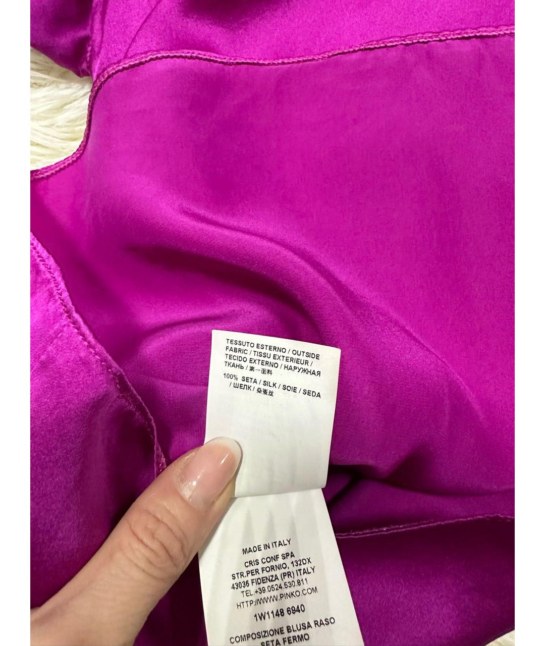 PINKO Фиолетовая шелковая блузы, фото 6