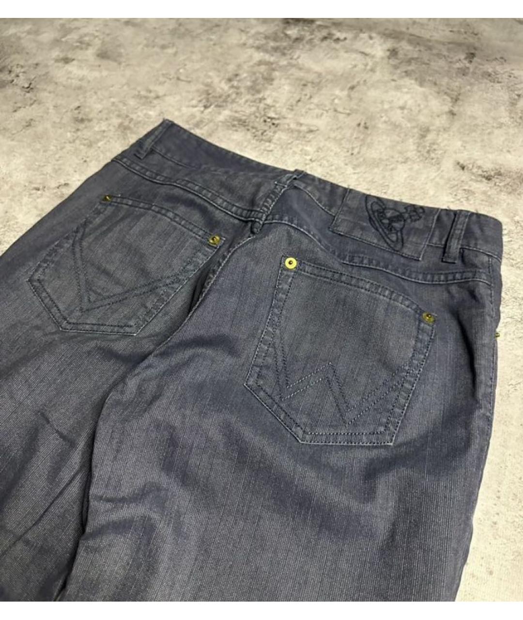 VIVIENNE WESTWOOD Темно-синие хлопковые прямые брюки, фото 5