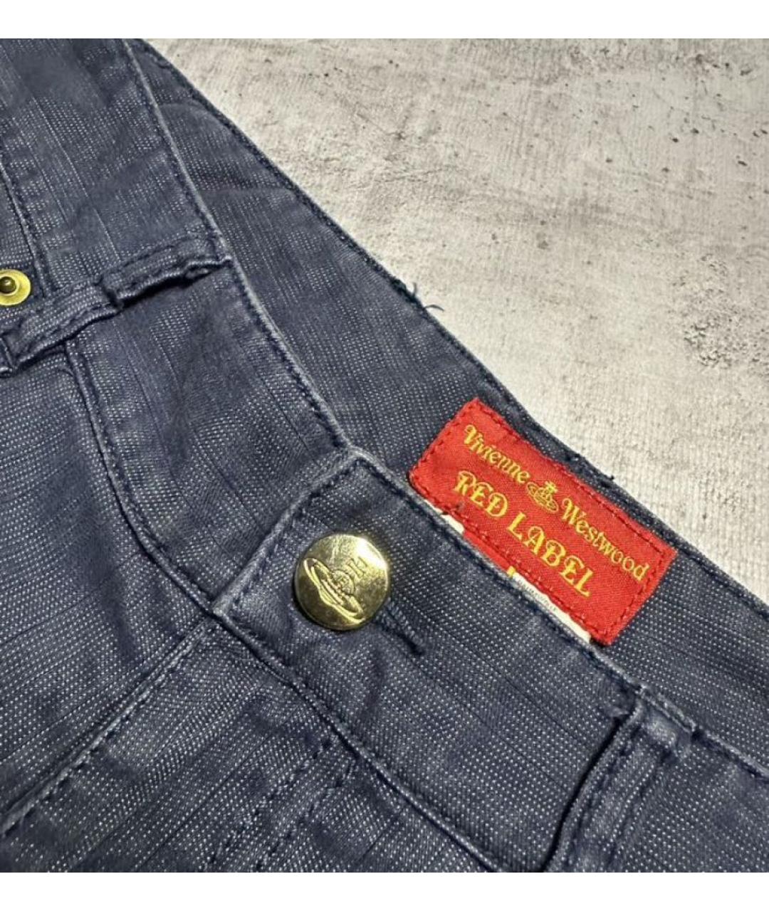 VIVIENNE WESTWOOD Темно-синие хлопковые прямые брюки, фото 4