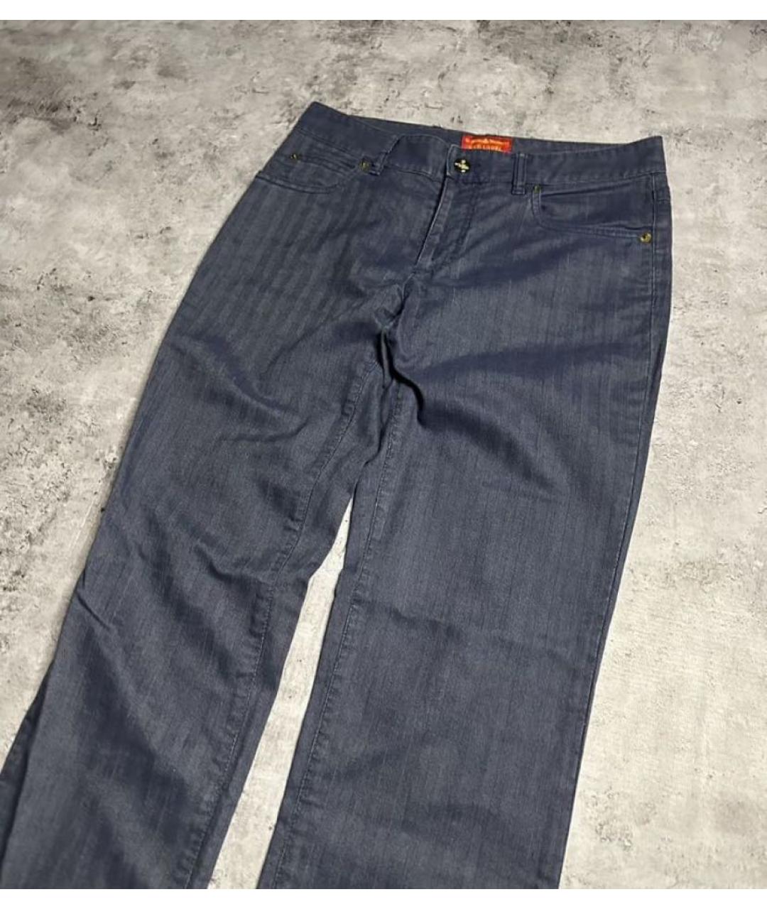 VIVIENNE WESTWOOD Темно-синие хлопковые прямые брюки, фото 3