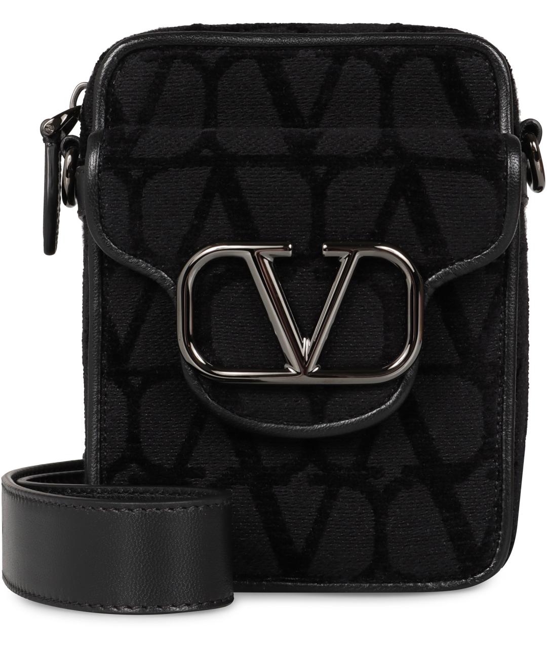 VALENTINO Черная синтетическая сумка на плечо, фото 2