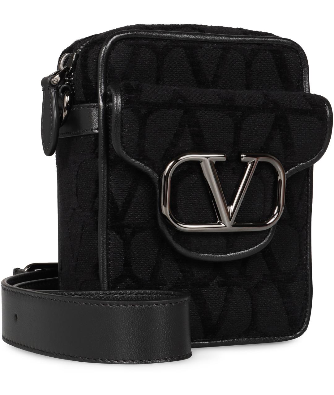 VALENTINO Черная синтетическая сумка на плечо, фото 3