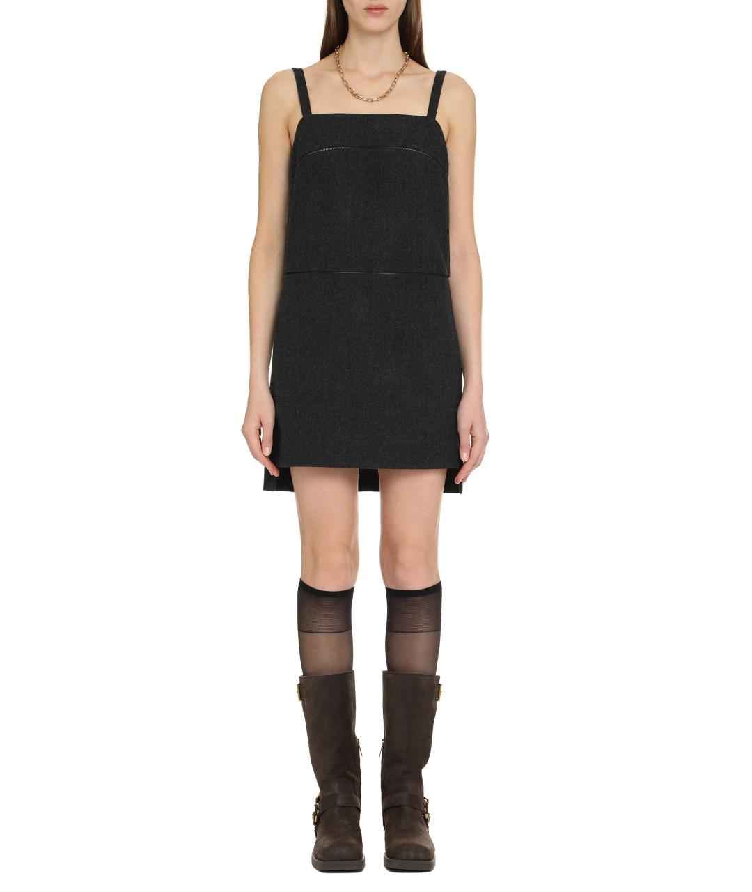 MAX MARA Серое шерстяное повседневное платье, фото 3