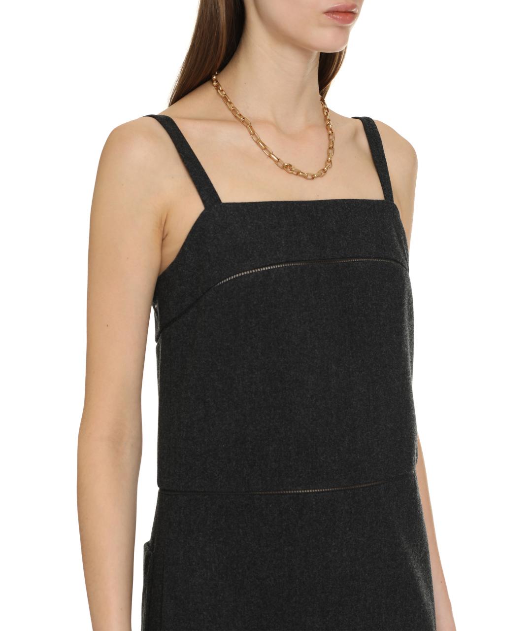 MAX MARA Серое шерстяное повседневное платье, фото 5