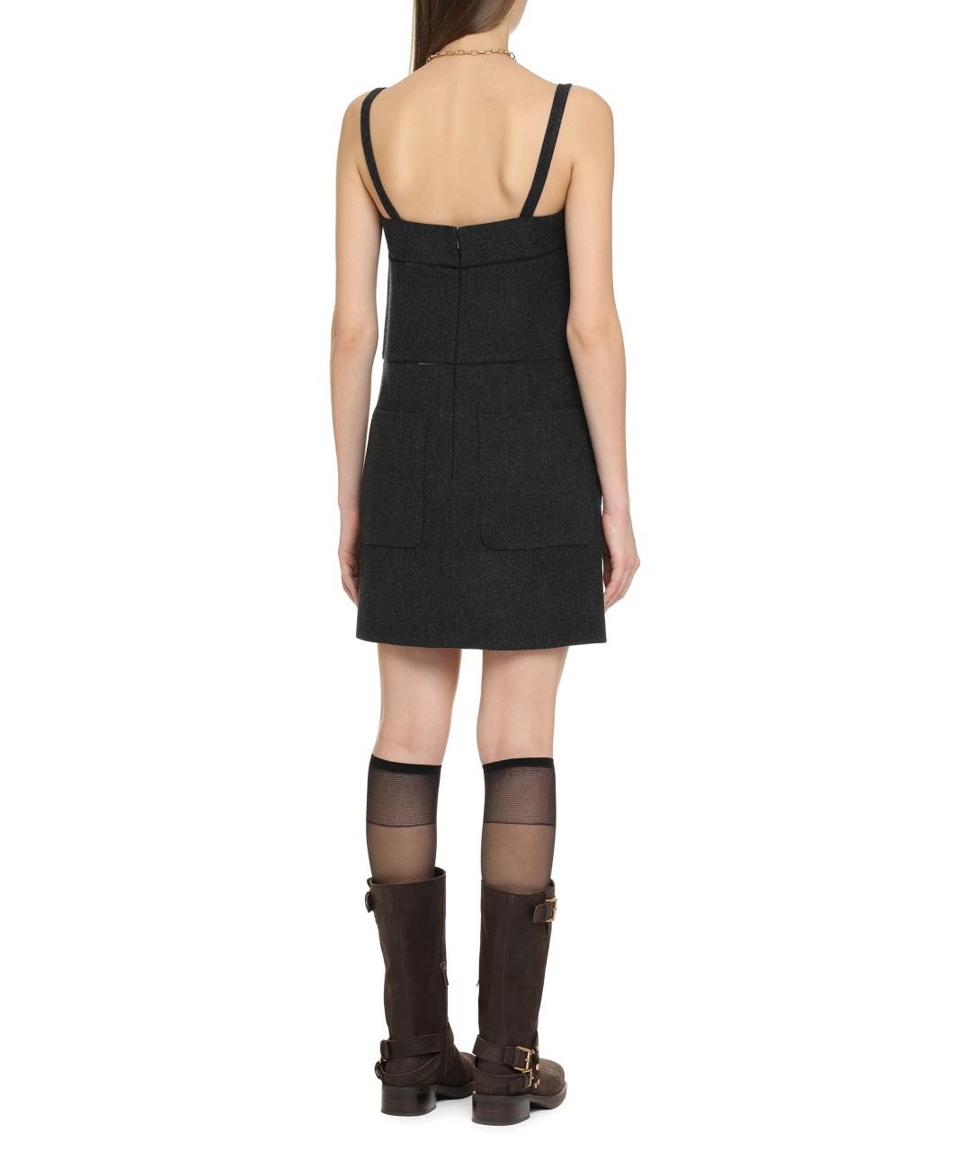 MAX MARA Серое шерстяное повседневное платье, фото 4