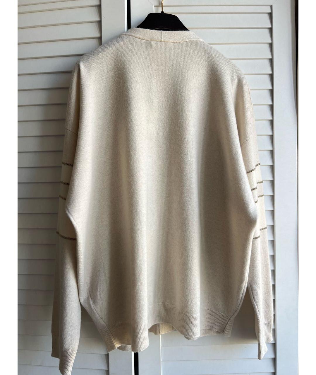 BRUNELLO CUCINELLI Бежевый кашемировый кардиган, фото 5