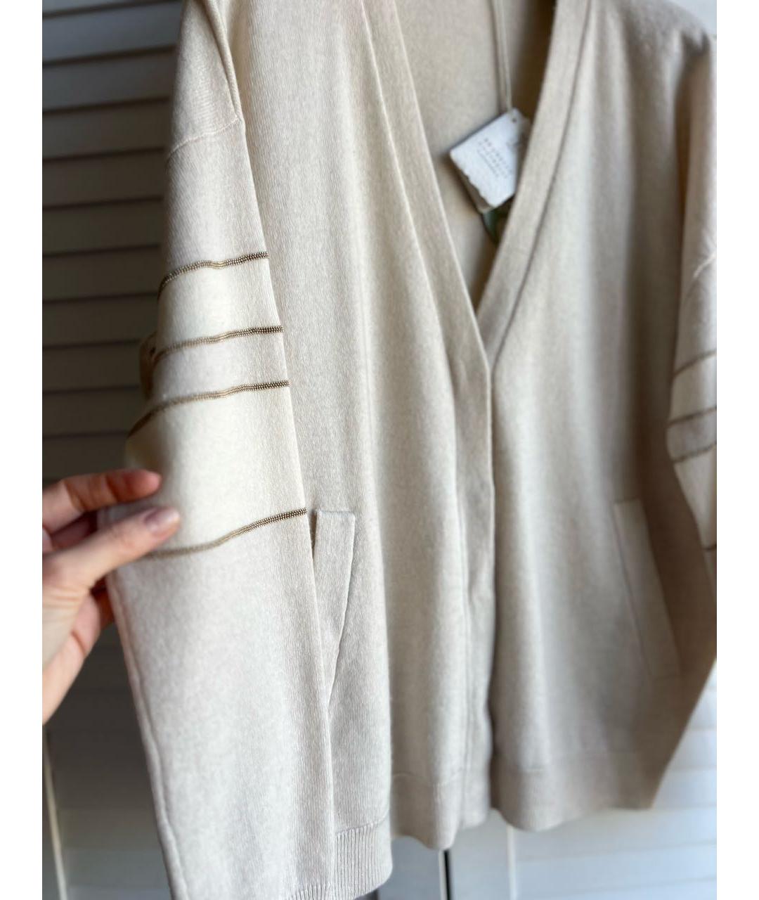 BRUNELLO CUCINELLI Бежевый кашемировый кардиган, фото 2