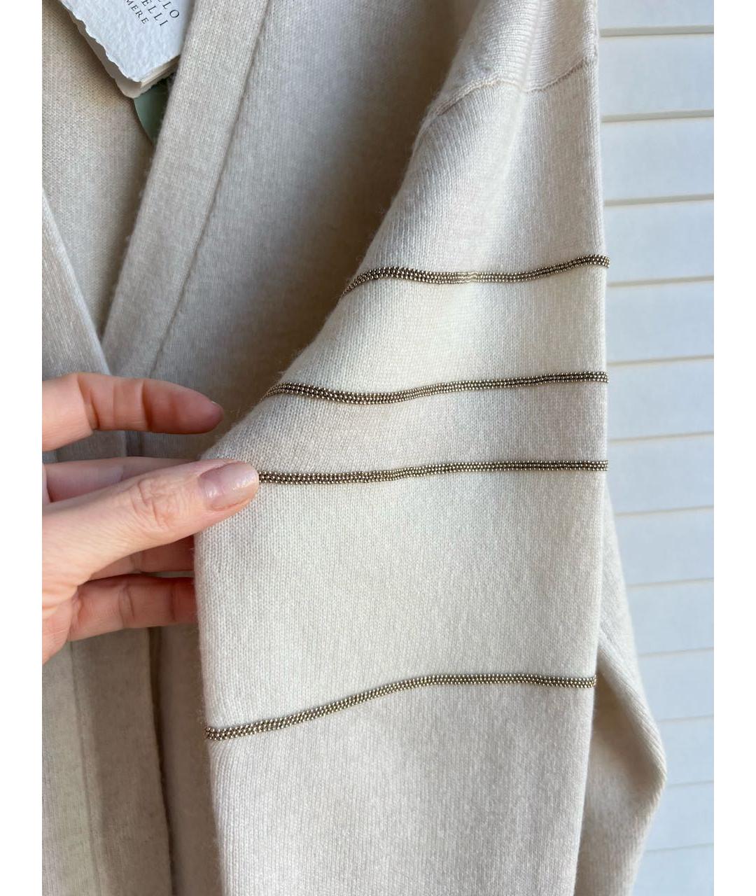 BRUNELLO CUCINELLI Бежевый кашемировый кардиган, фото 4