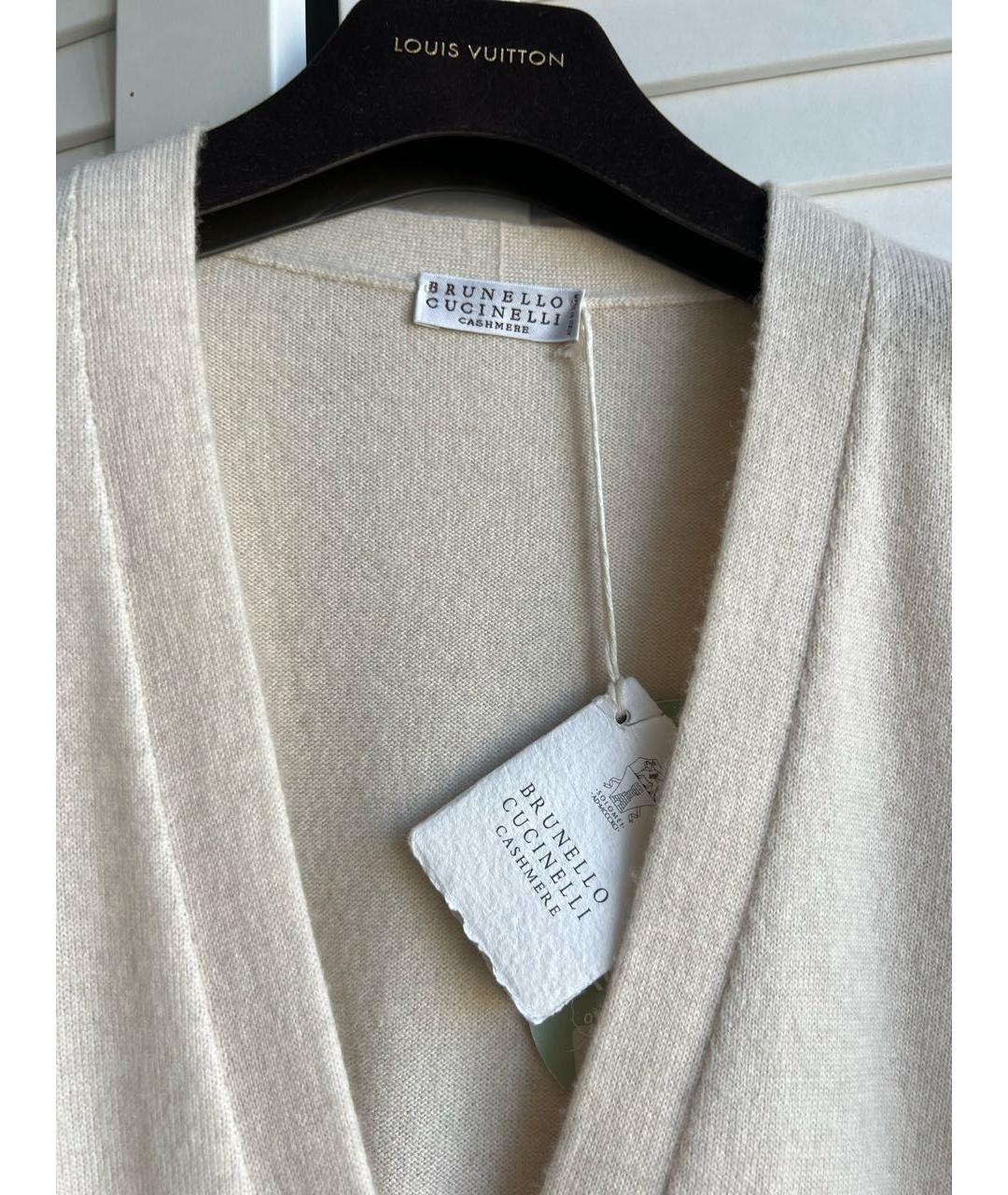 BRUNELLO CUCINELLI Бежевый кашемировый кардиган, фото 3