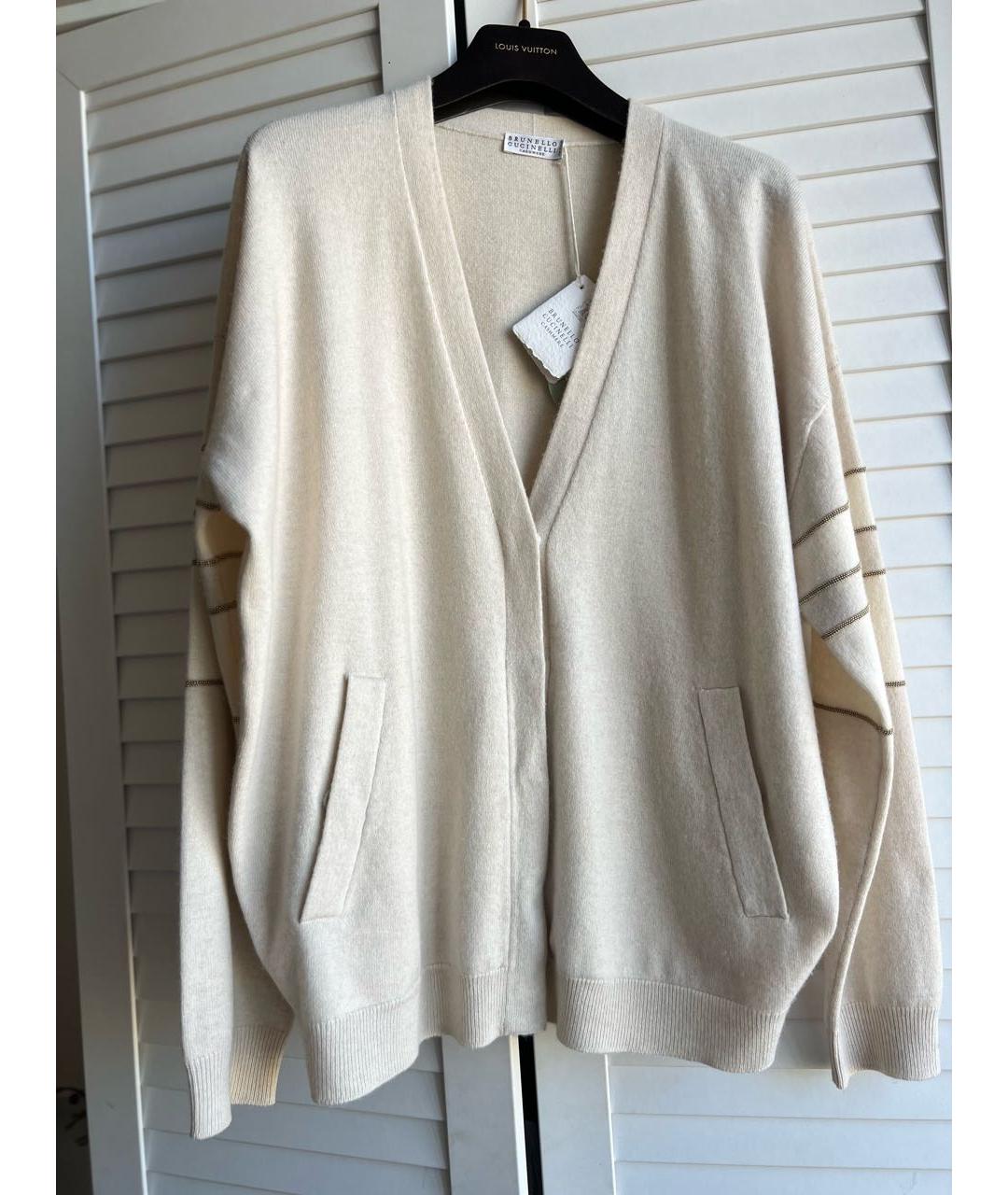 BRUNELLO CUCINELLI Бежевый кашемировый кардиган, фото 9
