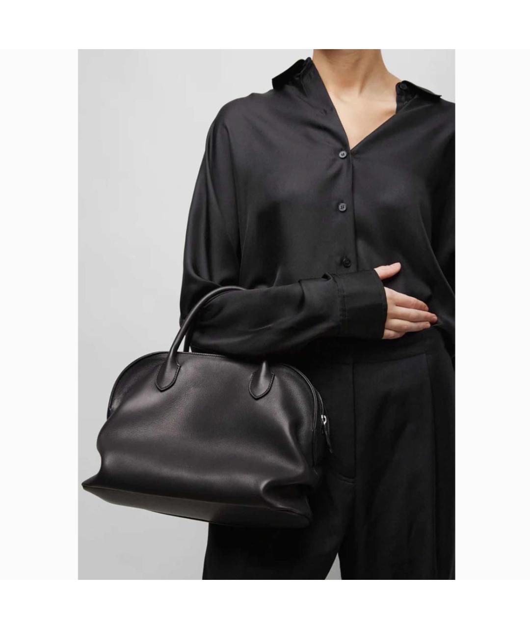 THE ROW Черная кожаная сумка с короткими ручками, фото 6