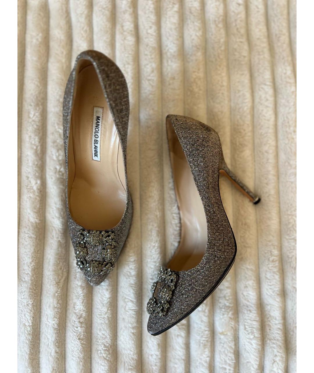 MANOLO BLAHNIK Коричневые текстильные туфли, фото 2