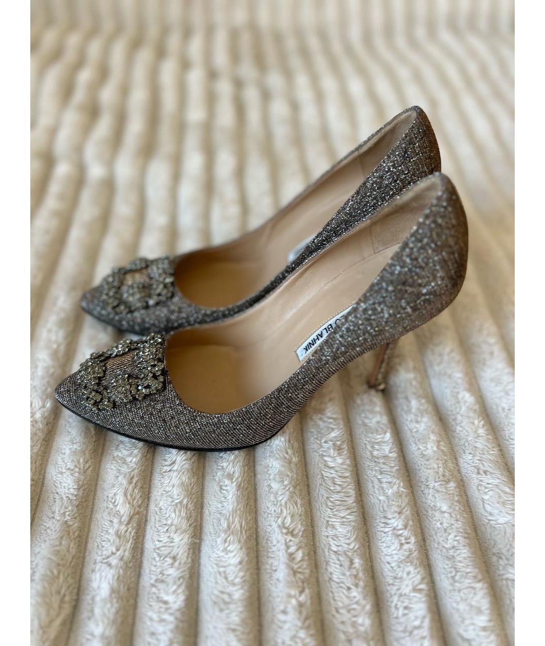 MANOLO BLAHNIK Коричневые текстильные туфли, фото 7