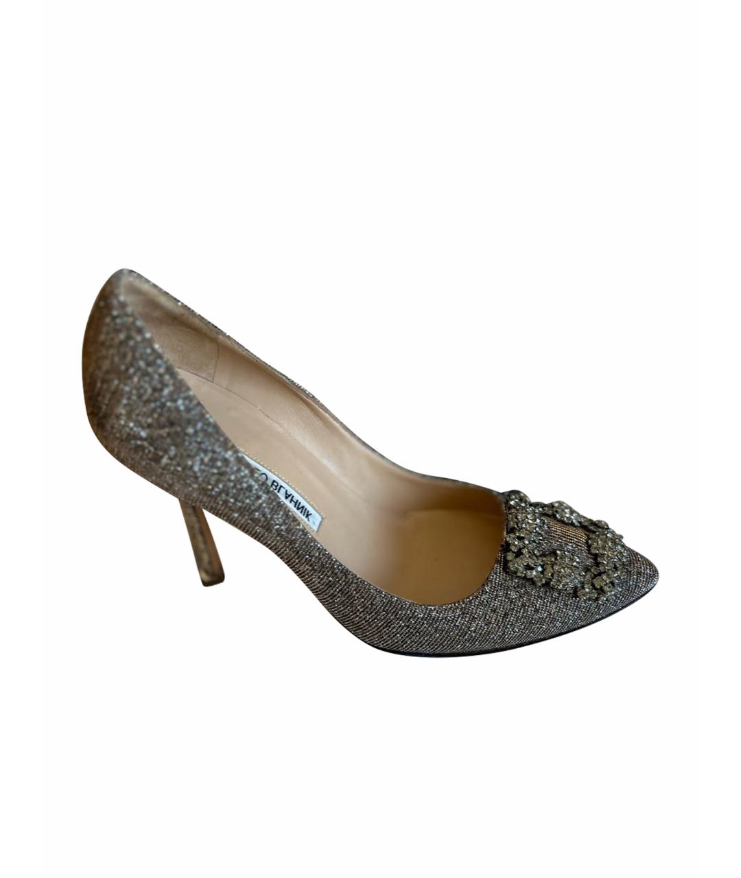 MANOLO BLAHNIK Коричневые текстильные туфли, фото 1