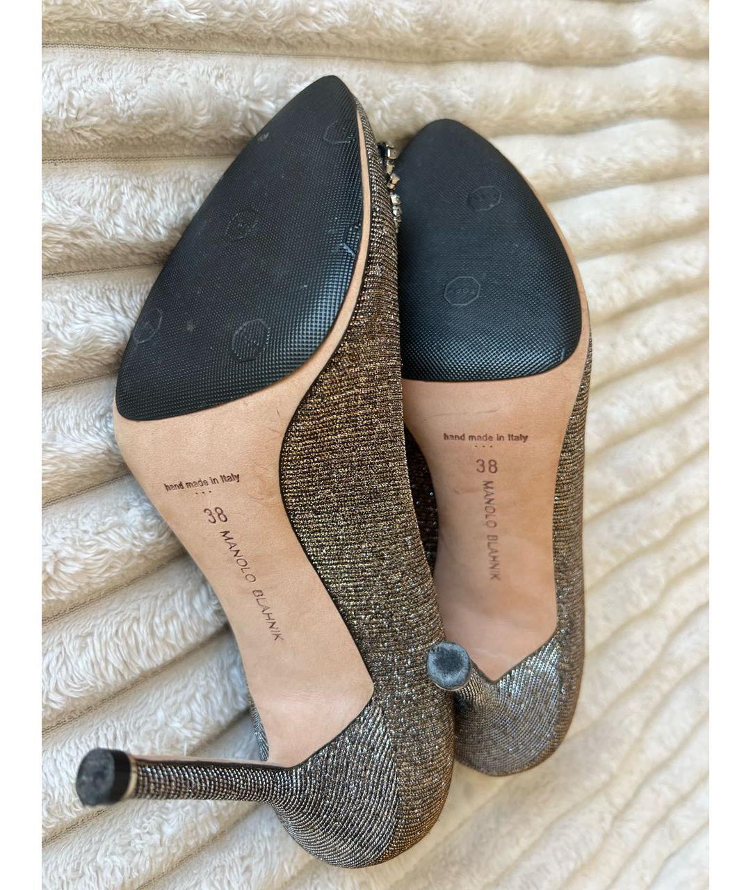 MANOLO BLAHNIK Коричневые текстильные туфли, фото 5