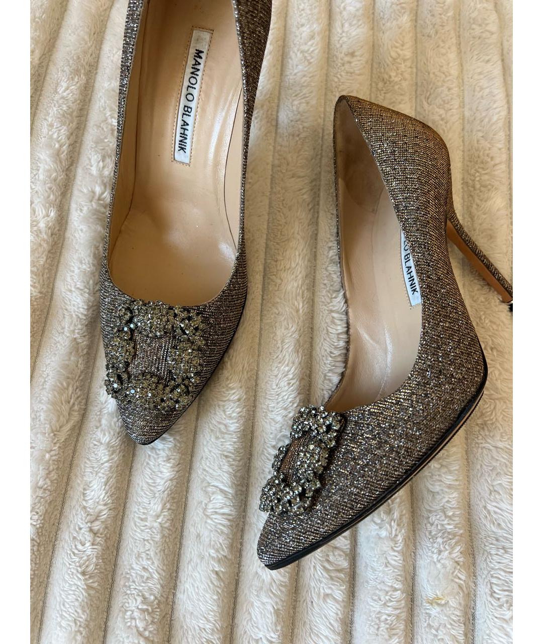 MANOLO BLAHNIK Коричневые текстильные туфли, фото 3